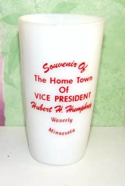 Vintage Souvenir Glass - Home Town of V.P. Hubert Humphrey- Waverly, MN