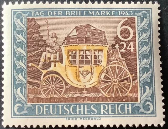 1 Briefmarke Deutsches Reich 1943 Tag der Briefmarke Postkutsche Pfr. MiNr 828