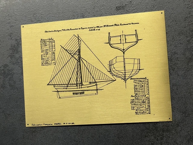 Gravure Ancienne Sur Plaque Laiton Ou Cuivre - Bateau Frégate Jeune Edouard De Barfleur