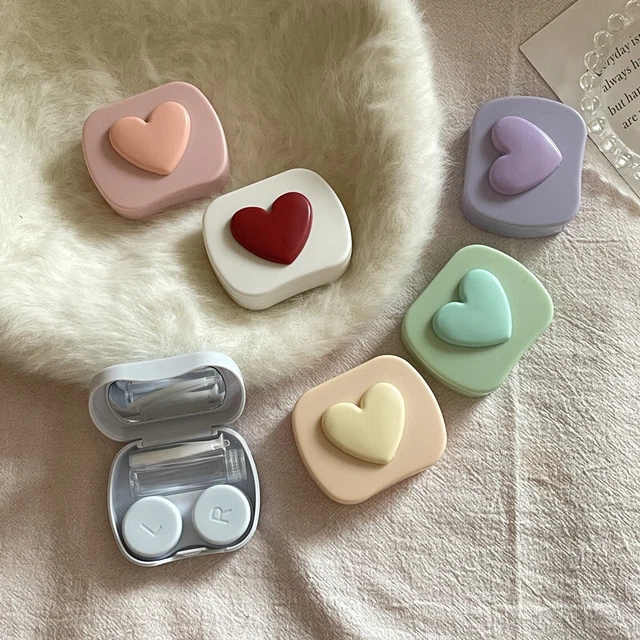 Scatola lenti a contatto portatile colore candy per ragazze carina mini custodia per lenti a contatto F2