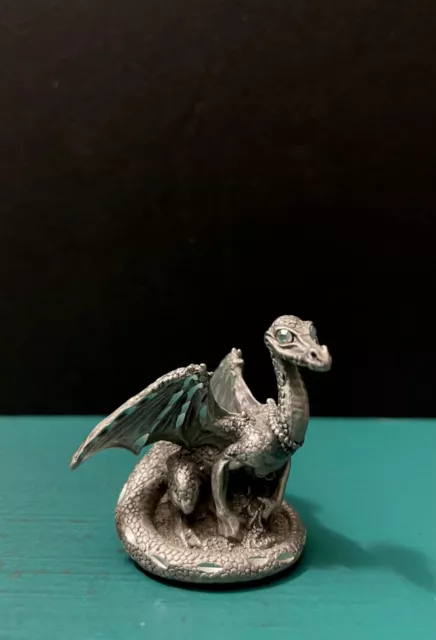 Guthrie Partha Pewter Rhinestone Eyes Dragon Treasure Mini Figurine OOP GOT AD&D