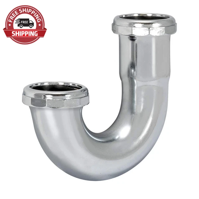 Eastman 1-1/2 Inch Heavy Duty J Bend with Slip Joint Connection, 17 Gauge, Brass