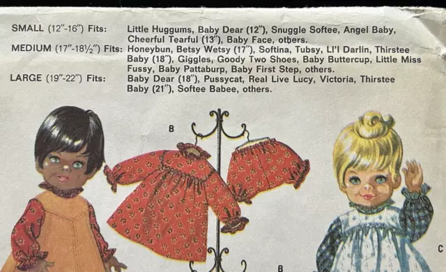 1968 McCall’s 9449 Wardrobe For Chubby Baby & Toddler Dolls Medium 17-18" UNCUT 2