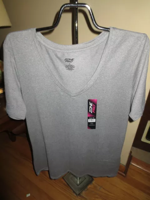 Women's Zone Pro Gray V Neck T-Shirt Size XL NWT