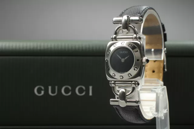 NewBatt [Exc+5 w/Box] GUCCI Horsebit 6300L Black Dial Women's Quartz Watch JAPAN