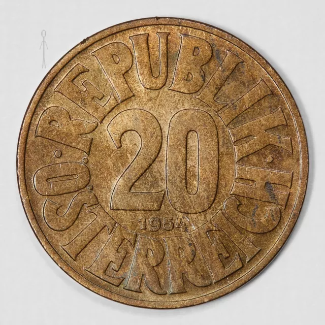 Austria 20 Groschen Coin. . . . 1954