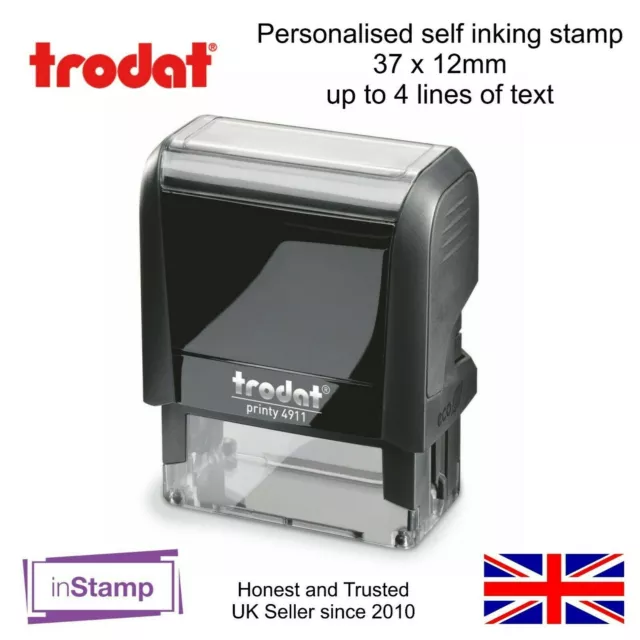 Personalised Self Inking Rubber Stamp 4911 Your Company Logo Business Name Tel