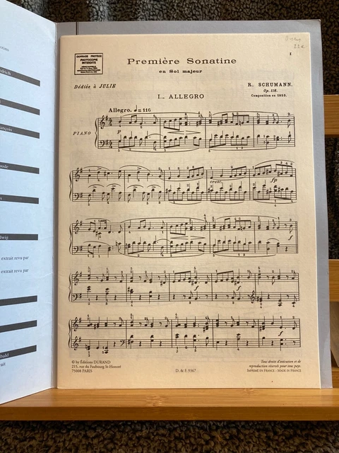 Robert Schumann Première sonatine pour piano opus 118 partition ed. Durand