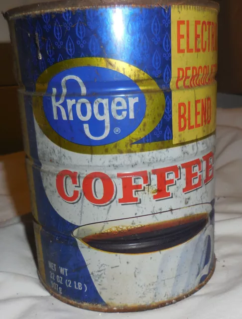 32 Oz (2LB) Kroger Electric Percolator Blend  Coffee Tin Can Cincinnati OH METAL