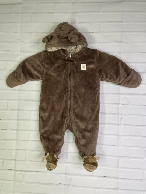 Carters Baby Bunting Outwear Hooded Footed Zip Up Brown Moose Reindeer 3 Months