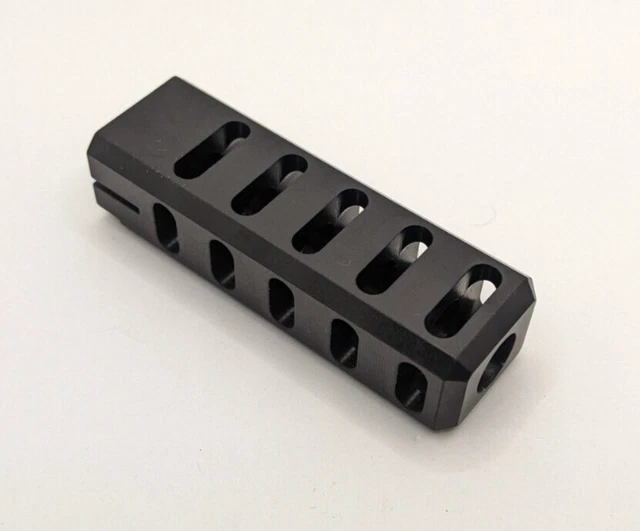 9MM 1/2X28 TPI Muzzle Brake Compensator Clamp On Anodize Black Alum