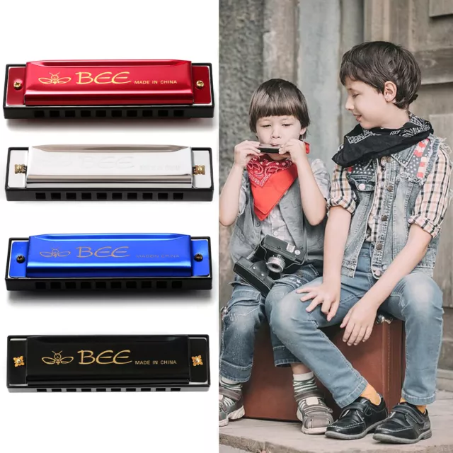 10 Holes Metal Harmonica Key of C for Beginners and Kids Mouth Musical