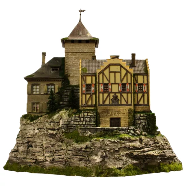 Diorama H0/1:87 Jagdschloss/Burg+ Beleuchtung Figuren begrünt#patiniert 3