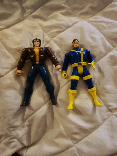 2 Vintage MARVEL Toy Biz - Uncanny X-MEN 1993 light up Cyclops, 1994 Wolverine