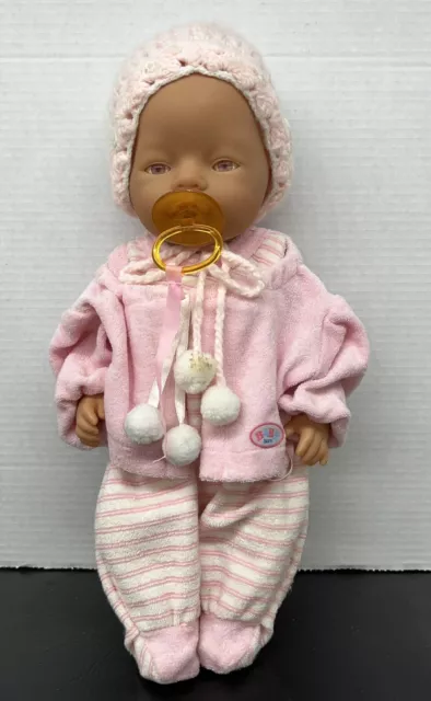 Vtg Baby Born Doll Albino Pink Eyes Zapf Creations Drinks Wets Diaper 1987-1992