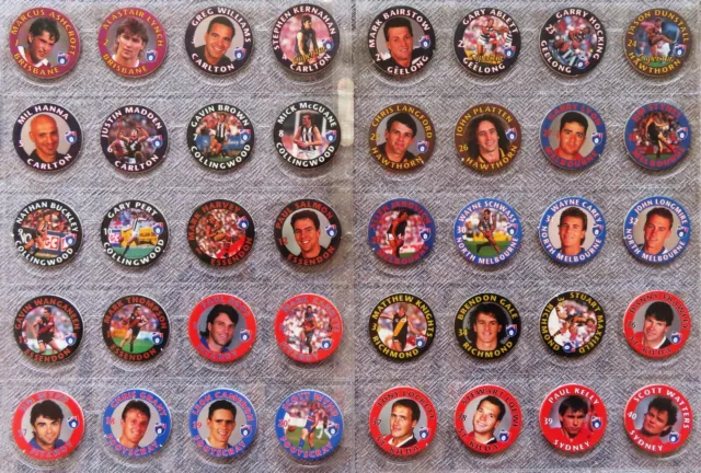 1994 COCA COLA AFL Pogs/Milk Caps TEAM SETS: PICK-A-TEAM (from drop-down list)