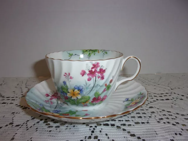 Beautiful AYNSLEY Fine English Bone China Floral Cup and Saucer Set