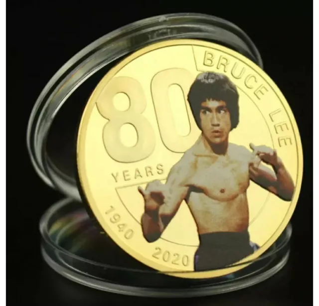 Bruce Lee King of Kung Fu Gold Plated Coin The 80th Anniversary