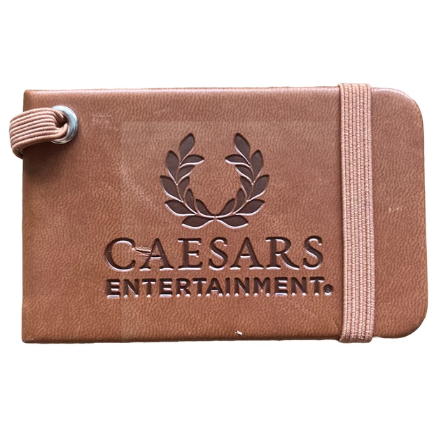 Leeman Leather Luggage Tag Caesars Entertainment Prime Line Travel Label Brown