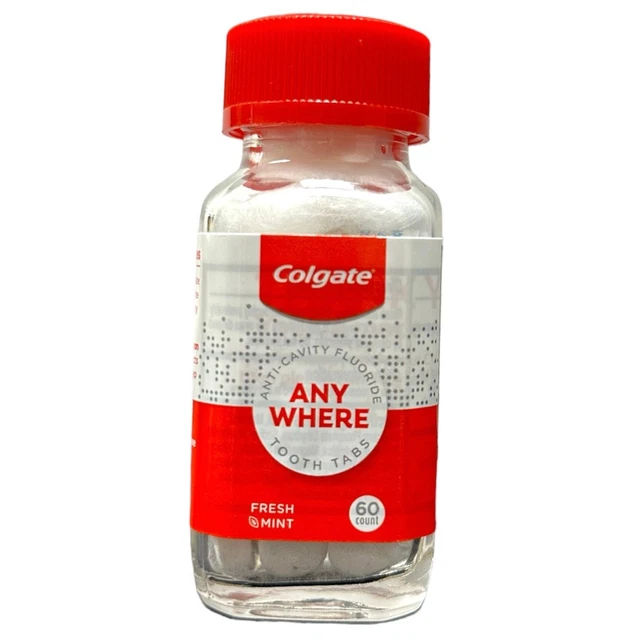 COLGATE ANYWHERE ANTICAVITY Toothpaste 60 Tablets Fresh Mint Expires 7/