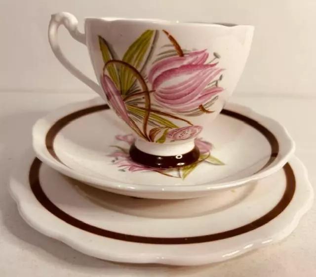 Roslyn Fine Bone China_ England_Tea Cup, Saucer & Plate Trio 9117_ Name unknown