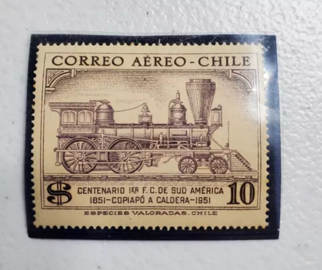 Correos Aereo Chile 1851 Copiapo A Caldera 1951 $10 Postage Stamp 06/253