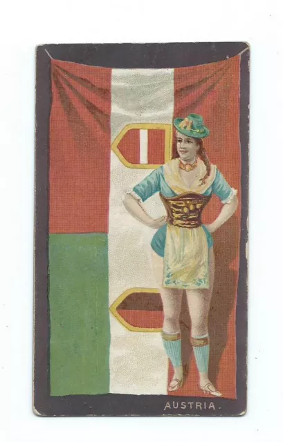 LARGE SIZE - DUKE'S CIGARETTES TOBACCO CARD -- FLAGS and COSTUMES, AUSTRIA