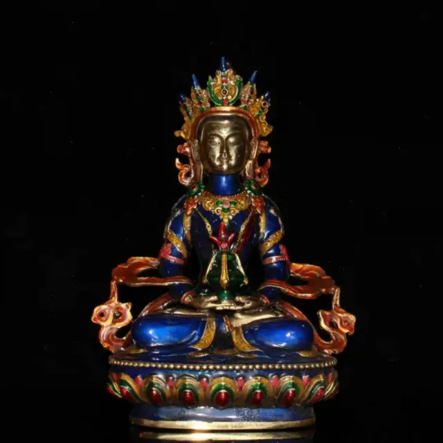 Chinese Copper Cloisonne Enamel Handmade Exquisite Buddha Statues 2669
