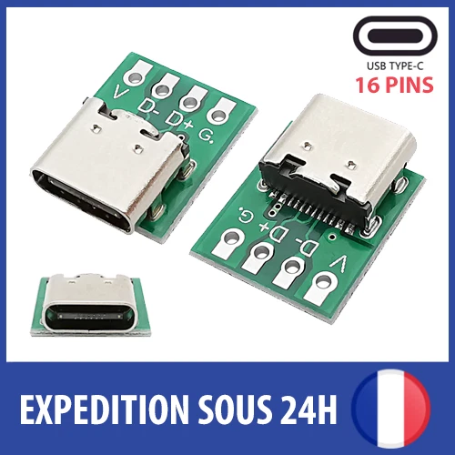 USB Type-C 3.1 Connector 16 Pins Female Angle Jack PCB Charging Socket Dip DIY