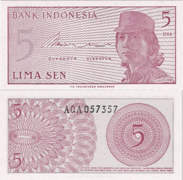 Indonesia 1964 - 5 sen - Pick 91 UNC