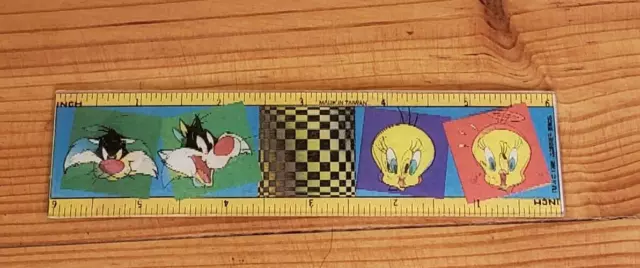 Vintage Warner Bros Sylvester Tweety Multiplication Ruler 3D Holographic Effect