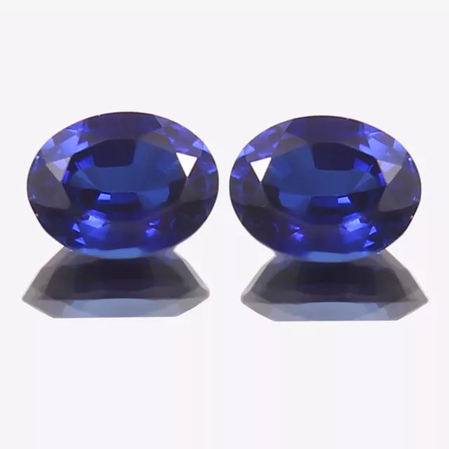 Par de piedras preciosas sueltas de corte ovalado zafiro azul natural de Ceilán 10 x 8 mm 2