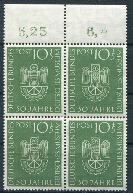Bund 163 OR postfrisch Viererblock VB mit Oberrand Deutsches Museum 1953 MNH