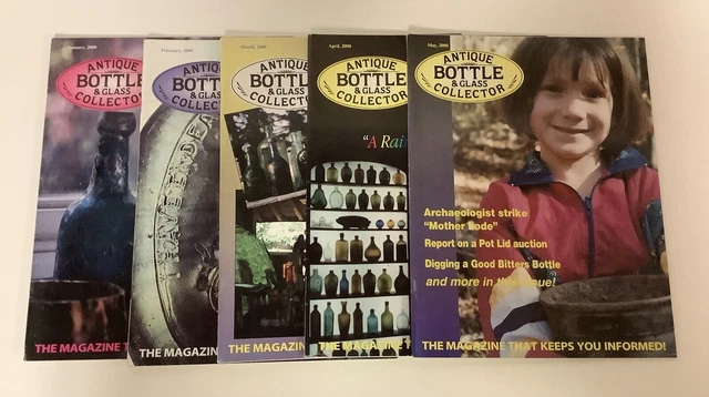 Antique Bottle And Glass Collector Magazines Lot Of 5 Jan - May 2000