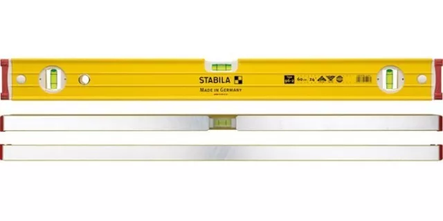 STABILA 600mm / 2ft 96-2/60 BOX FRAME RIBBED HEAVY DUTY 3-VIAL SPIRIT LEVEL