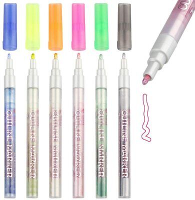 Pennarelli di Contorno Evidenziatori Penne Magiche Colorate Penna Magica per Bambini da 12 Colori Glitterati a Doppia Linea Bordo Automatico SUPERSUN Outline Marker 