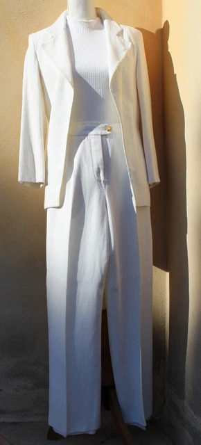 Tailleur élégant Marie Kimberley - Jupe Et Veste Motif Floral Damassé - 38/M - Neuf Sans étiquette - 13% Soie