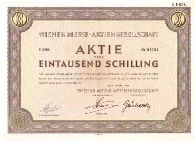 Wiener Messe AG   1958 Wien    1000 Schilling