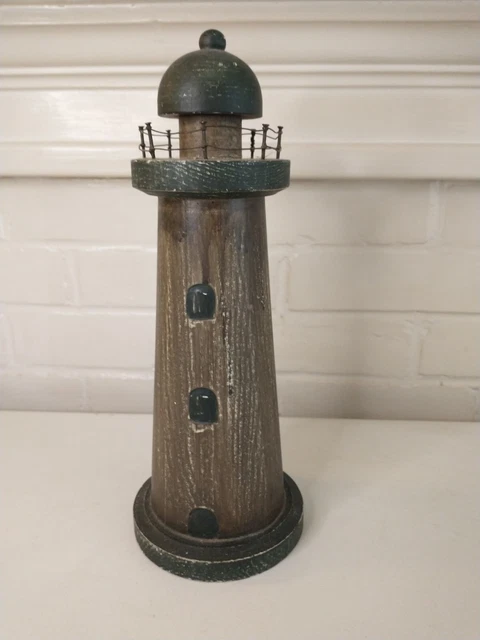 Large Lighthouse Bank 14" Wooden Nautical Beach Theme Decor Handmade