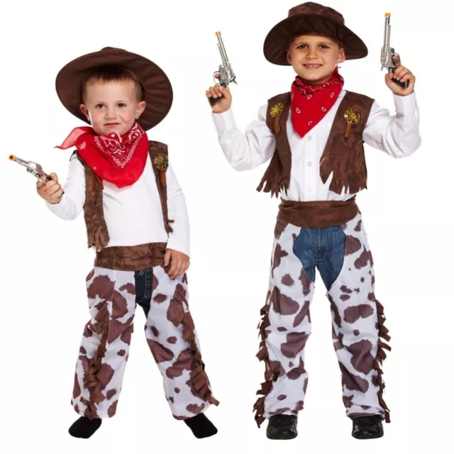 Boys COWBOY WILD WEST FANCY DRESS COSTUME Rodeo Childs Book Week Outfit Kids UK