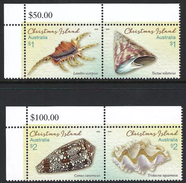 2016 Christmas Island SG# 828-831 Shells set of 4 top left corner Mint MUH MNH