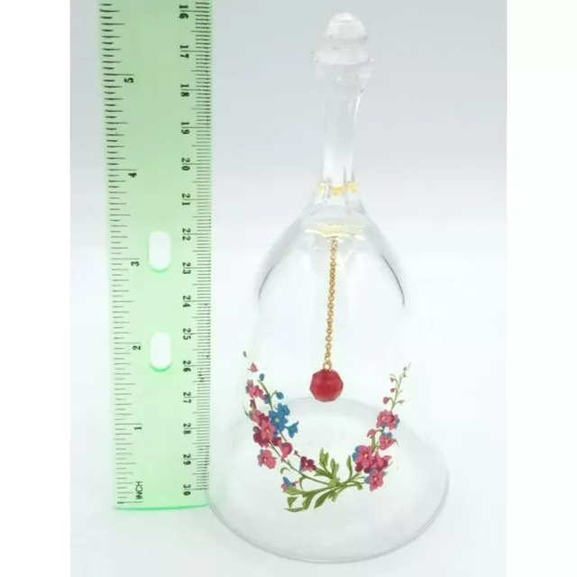 Avon Lead Crystal Birthday Bell Floral Red Stone Flowers Lead Crystal Vintage 2