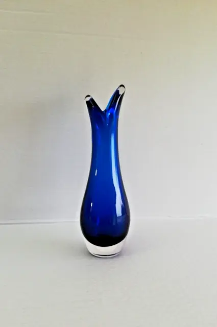 Whitefriars Cased Blue Glass Beak Bud Vase. No. 9556  G. Baxter C1960