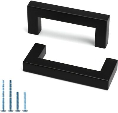 Black Stainless Steel Kitchen Cabinet Handles Cupboard Drawer Pulls 3" centerhol