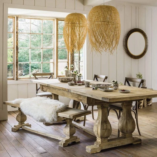 Reclaimed Elm Wood extending dining table used