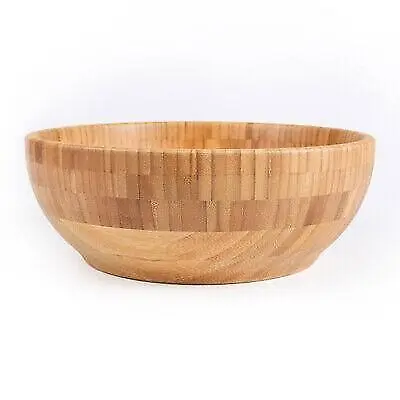Tazón de ensalada redondo de bambú de madera natural - ideal para bocadillos de frutas