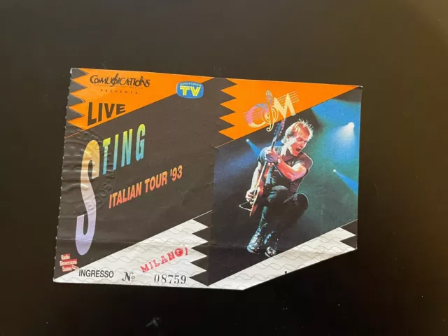 Sting Concerto Italian Tour Milano 1993 Biglietto Ticket Entrada Pass