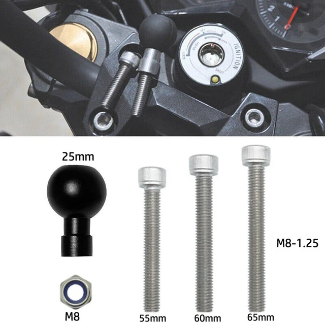 M8 bulloni filettati testa a sfera M8 vite base morsetto manubrio metallo nero e argento