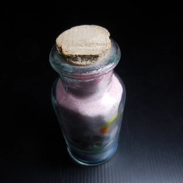 Vintage Art Deco Landscape Cork Glass Multi-Colored Sea Salt Bottle N7365 6