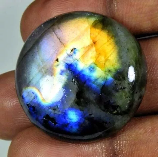 WOW!! 72Cts.Natural Labradorite Purple Fire Round Cabochon Gemstone 31X31MM 3